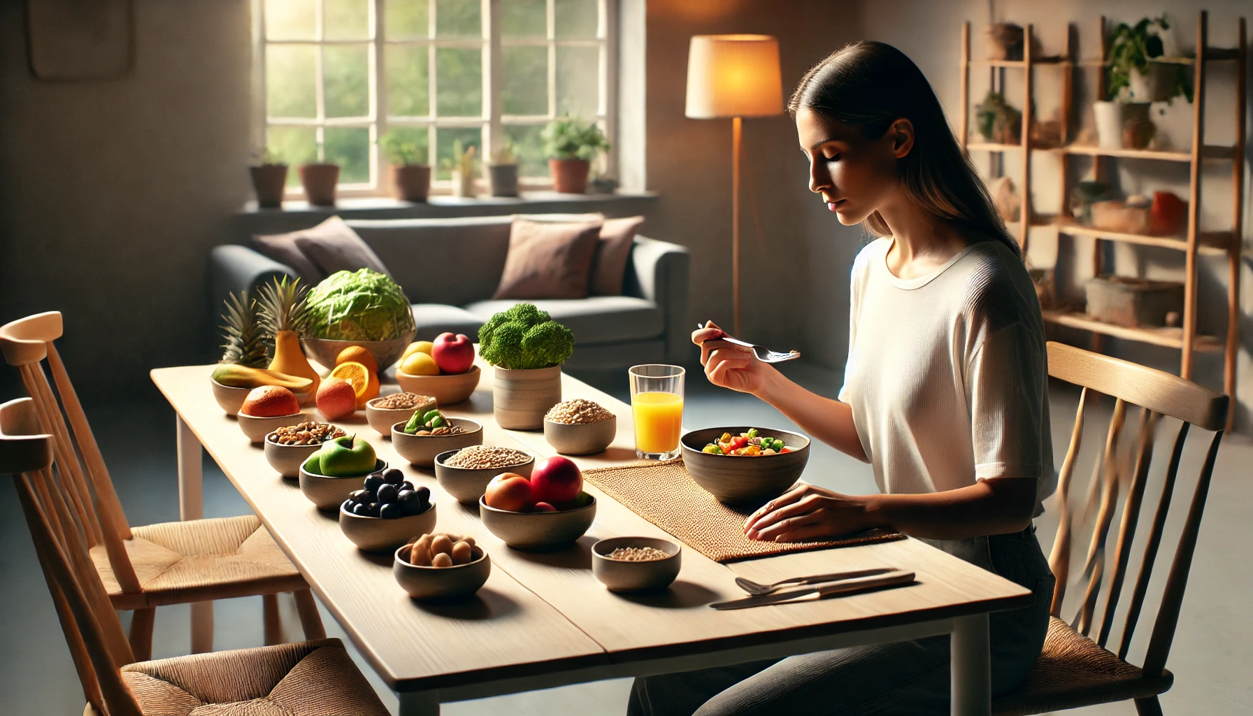 A serene dining environment promoting mindful eating.