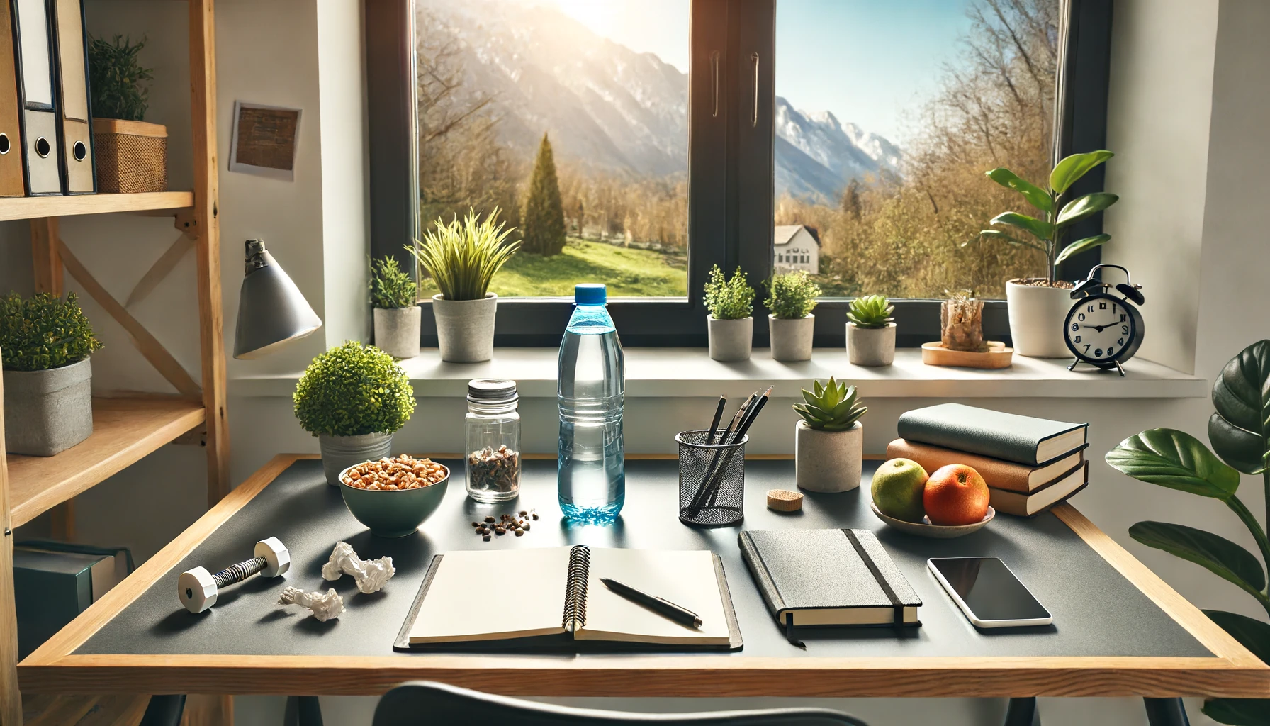 A tidy workspace, highlighting a supportive environment for forming healthy habits.