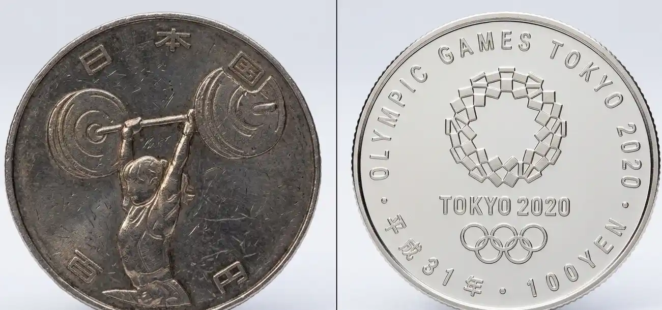 macro comparison of two 100 yen coins